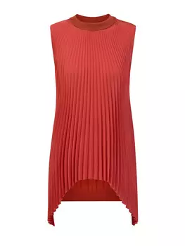 Блуза-плиссе из ацетата и шелка с трикотажным воротом