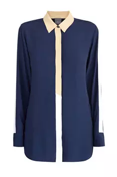 Блуза свободного кроя из шелковой ткани с контрастными деталями