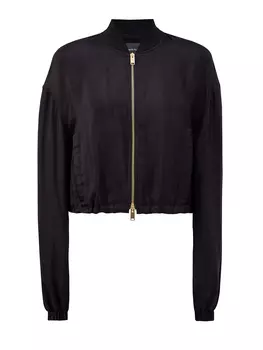 Бомбер из вискозного твила и купро на молнии с объемными рукавами