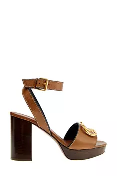 Босоножки из кожи вачетта с изогнутым логотипом VLOGO