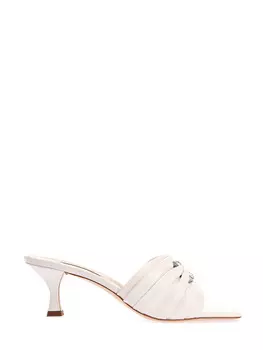 Босоножки из мягкой кожи с кристаллами и каблуком kitten heel