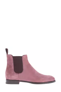 Ботинки-челси из замши розового цвета с контрастной эластичной резинкой