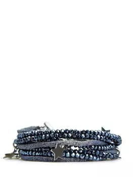 Браслет из мерцающих шнуров и кристаллов ручной огранки