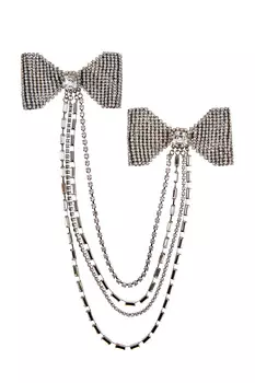 Брошь-аксельбант из кристаллов в стиле милитари