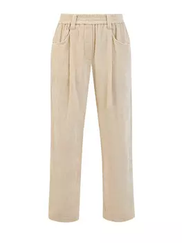 Брюки Baggy из хлопкового вельвета с фактурными защипами