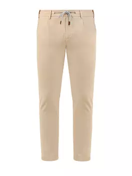 Брюки из эластичного хлопка с защипами и поясом на кулиске