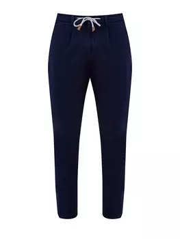 Брюки из эластичного хлопка с защипами и поясом на кулиске