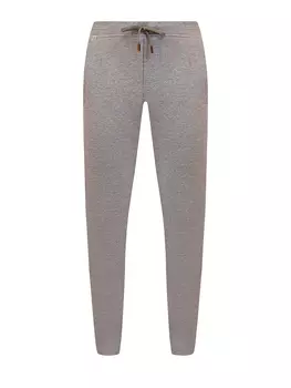 Брюки из фактурного хлопка и льна с поясом-кулиской