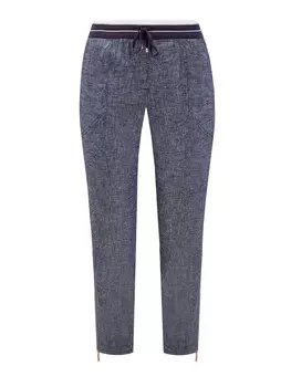 Брюки из фактурного льна с объемными швами