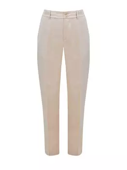 Брюки из гладкого лиоцелла и льна с заложенными складками