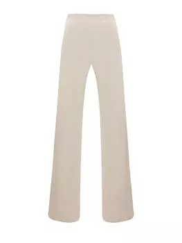 Брюки из гладкого шелка и хлопка с высоким эластичным поясом