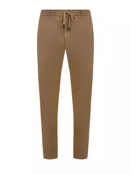 Брюки из хлопкового габардина с поясом на кулиске