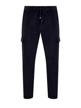 Брюки из хлопкового вельвета с карманами-карго и кулиской