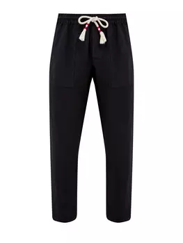 Брюки из льняной ткани с эластичным поясом на кулиске