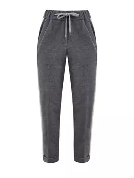 Брюки из меланжевого хлопка с лампасами и декором Punto Luce