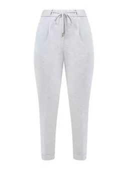 Брюки из мягкого хлопка с защипами и поясом на кулиске