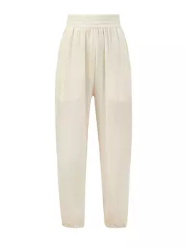 Брюки из струящегося шелкового крепа с широким поясом