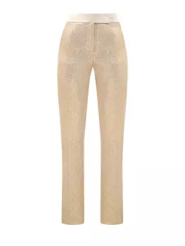 Брюки из тонкого тюля с мерцающими золотистыми пайетками
