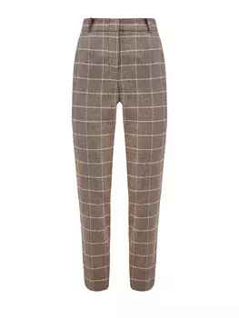 Брюки из тонкой шерсти и кашемира с узором в клетку