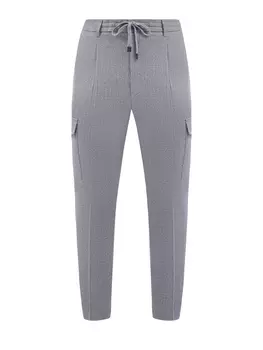 Брюки из тонкой шерсти с карманами-карго и защипами