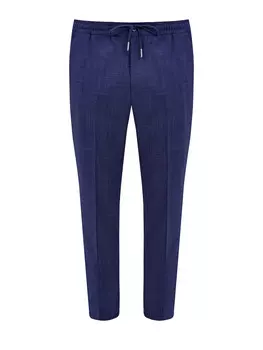 Брюки из тонкой шерсти, шелка и льна с поясом на кулиске