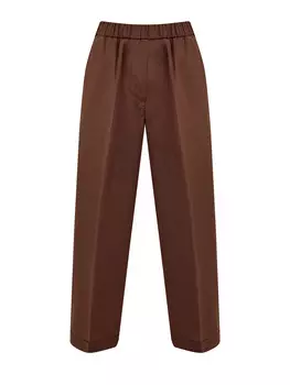 Брюки из жатого хлопка с эластичным поясом и отворотами