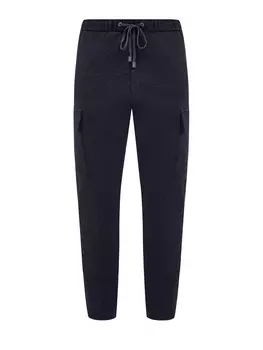 Брюки-карго из фактурного хлопкового футера с кулиской