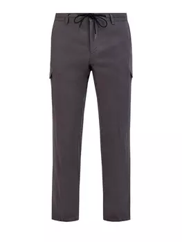 Брюки-карго из льна с кулиской и вышитым логотипом в тон