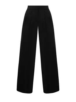 Брюки-палаццо из бархатистого вискозного сатина с защипами