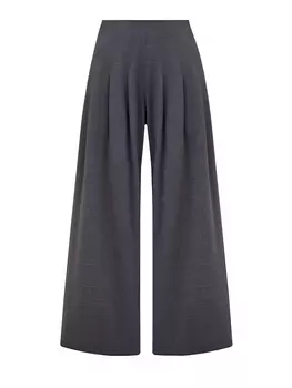 Брюки-палаццо из тонкой шерстяной ткани с фактурными защипами