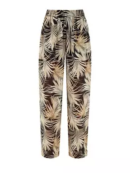 Брюки-палаццо с эластичным поясом и тропическим принтом
