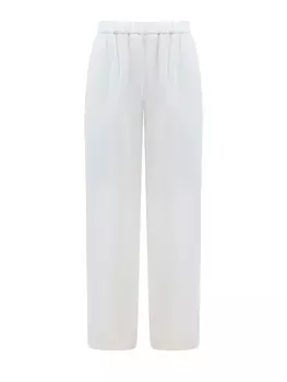 Брюки в спортивном стиле из гладкой шерсти с эластичным поясом