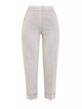 Брюки в стиле casual из хлопкового вельвета с отворотами