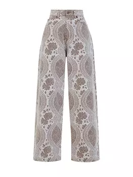 Брюки Wide Leg с кружевным эффектом и нашивкой на поясе