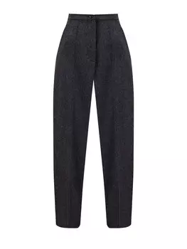 Брюки зауженного кроя из шерсти с фактурной прострочкой