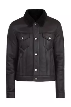 Черная дубленка из плотной овчины