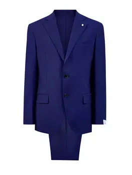 Деловой костюм из премиальной шерсти с фирменной брошью