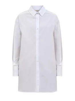 Длинная рубашка из хлопкового поплина с полупрозрачной вставкой