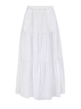 Длинная юбка из дышащего хлопка и льна с ярусным подолом