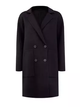 Двубортное пальто из фактурной шерсти и ангоры