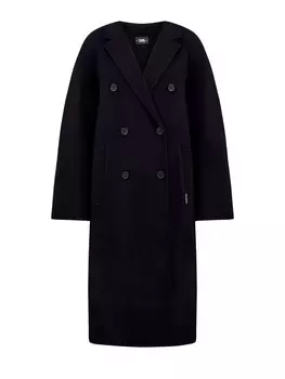 Двубортное пальто кроя oversize из плотной шерстяной ткани