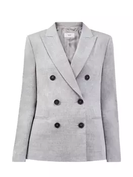 Двубортный блейзер из тонкой шерсти и льна Estrato