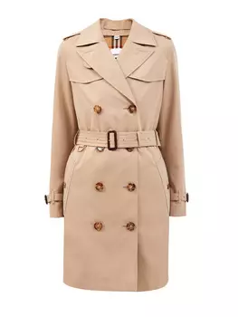 Двубортный тренч из хлопкового габардина с поясом