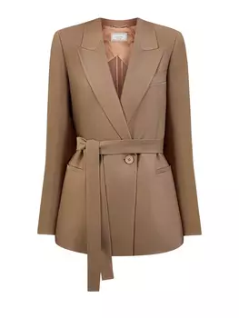 Двубортный жакет с деталью Punto Luce и поясом в тон