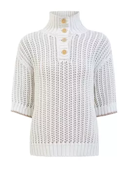 Джемпер Cable & Mesh из хлопка с застежкой на пуговицы