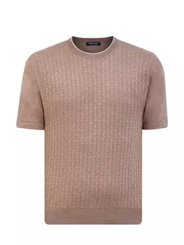 Джемпер из хлопка с фактурным узором и контрастной окантовкой