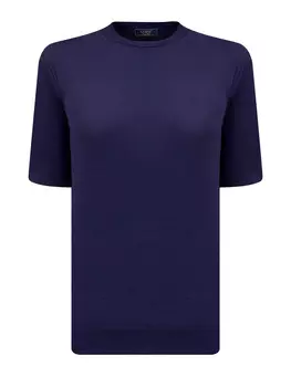 Джемпер из хлопковой и шелковой пряжи с вязаными деталями