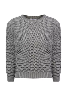 Джемпер из хлопковой пряжи ажурной вязки с мини-пайетками