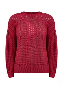 Джемпер из хлопковой пряжи ажурной вязки с цепочкой Мониль