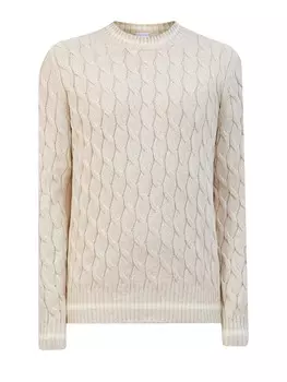 Джемпер из хлопковой пряжи с вязаным узором и окантовкой